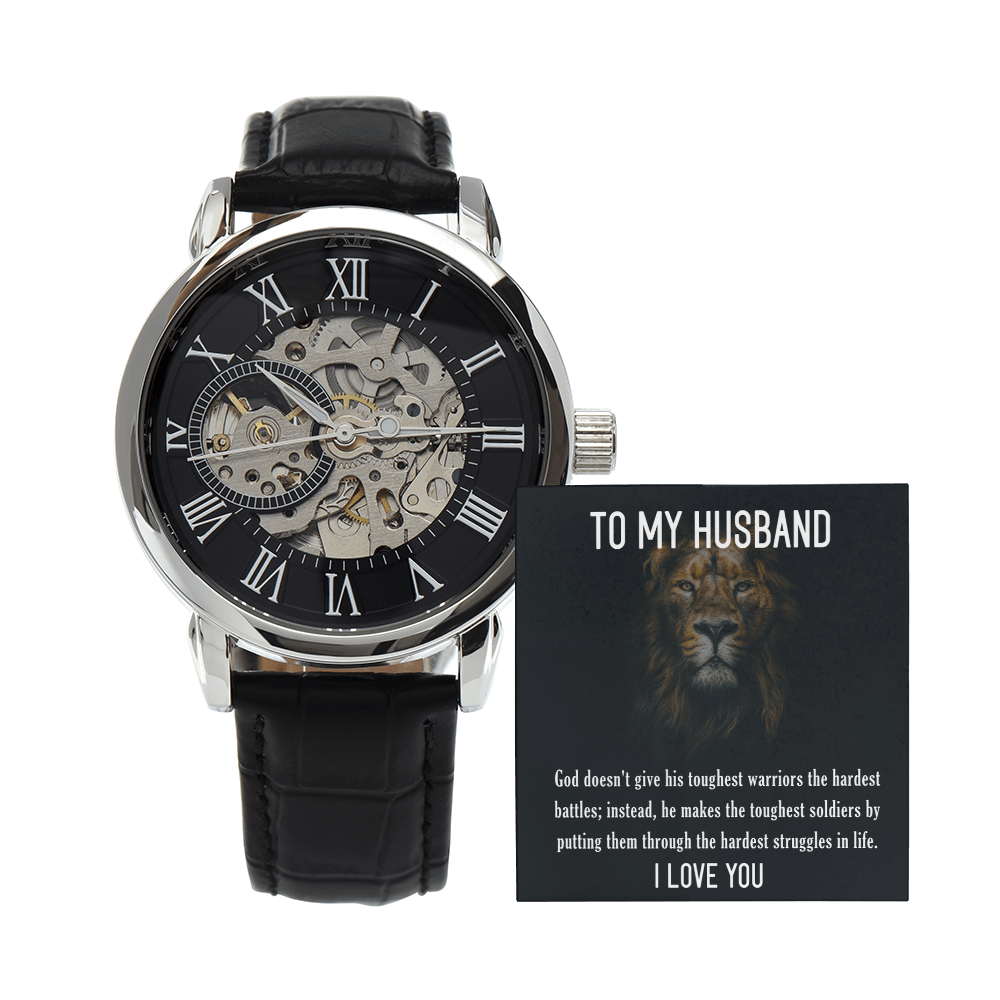 To My Husband - God Makes The Toughest Soldiers - Openwork Watch