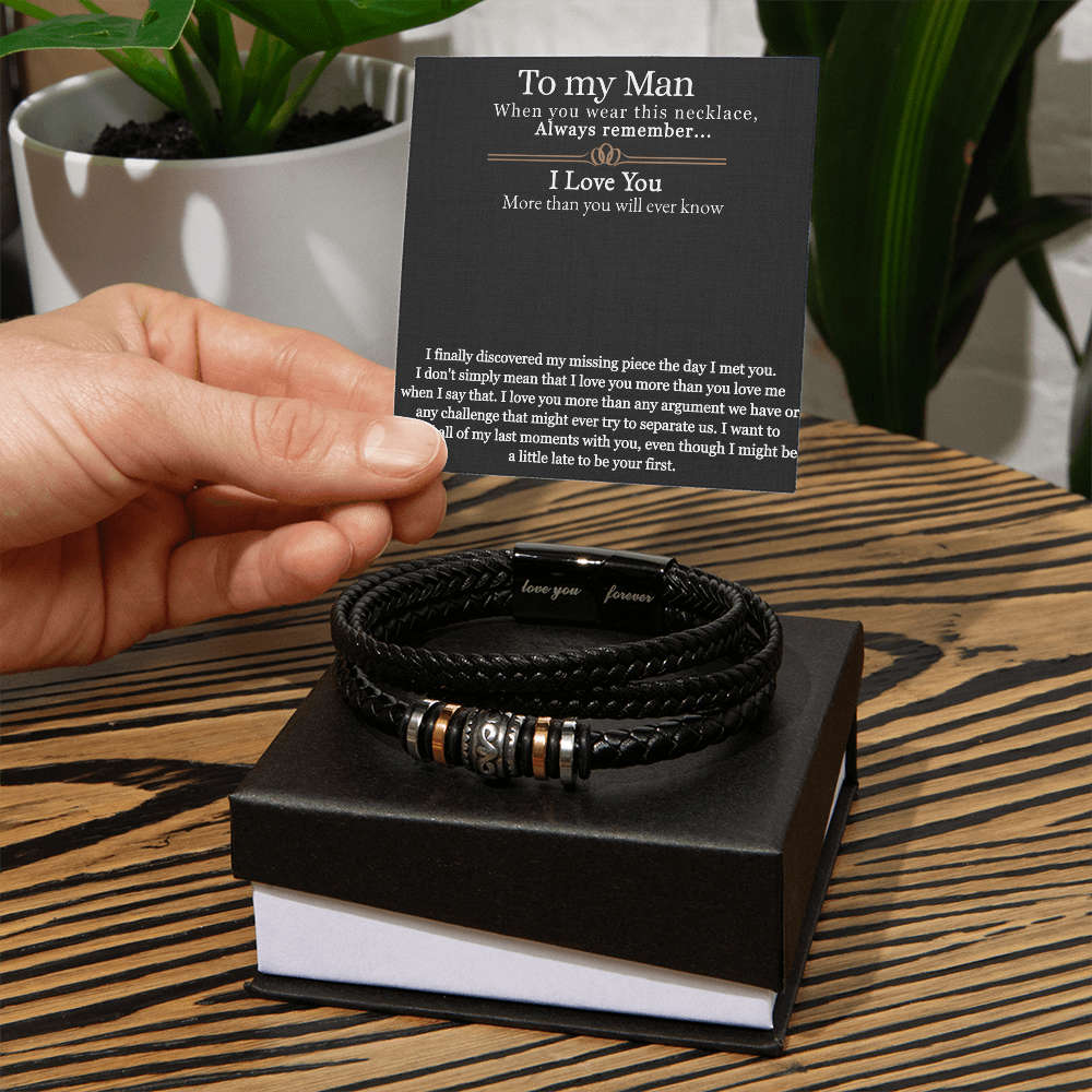 To My Man - I Love You More Than You Will Ever  Know - Love You Forever Bracelet