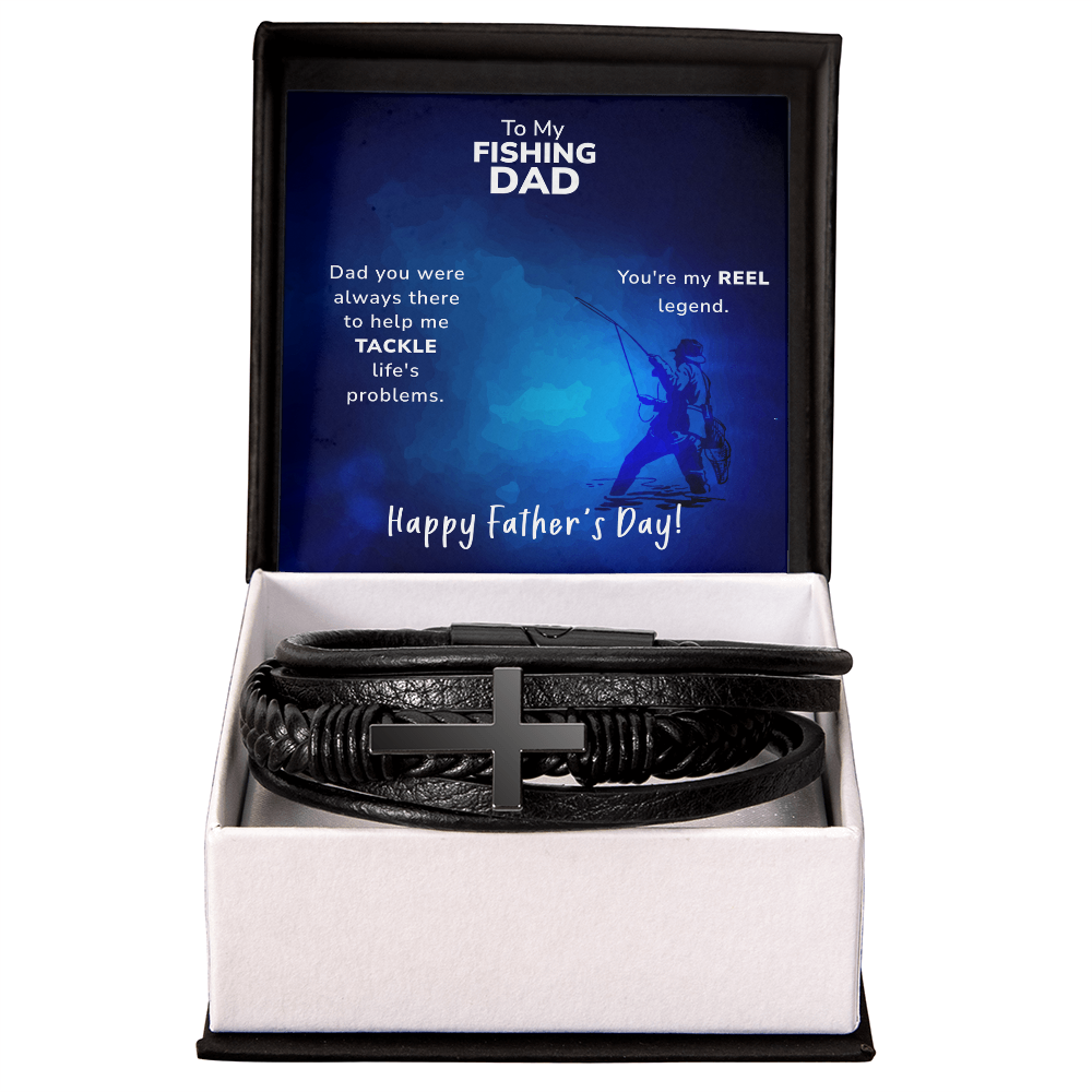To My Fishing Dad - You're My REEL legend - Men Cross Bracelet