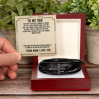 Load image into Gallery viewer, To My Son - You Have Made Me Proud Of The Man You Have Become - Men Cross Bracelet
